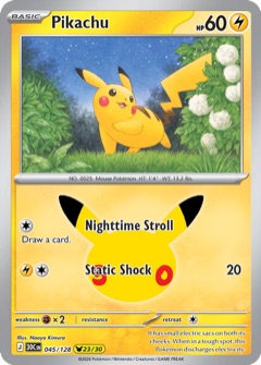 Pikachu 23/30 from 30th Celebration, art by Naoyo Kimura