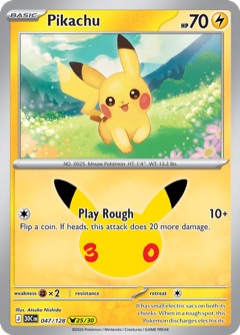 Pikachu 25/30 from 30th Celebration, art by Atsuko Nishida