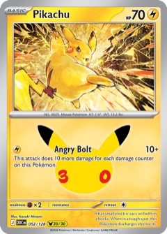 Pikachu 30/30 from 30th Celebration, art by Kazuki Minami